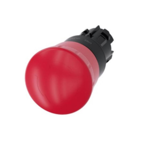 Botão Botão Emergência PVC Cogumelo 22,00 mm Vermelho Aro Preto sem Elemento com Trava e Giro para Destravar