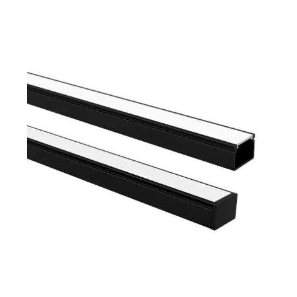 Perfil Sobrepor Vertex 20 Alumínio Preto 14x20x3000 mm para Fita LED