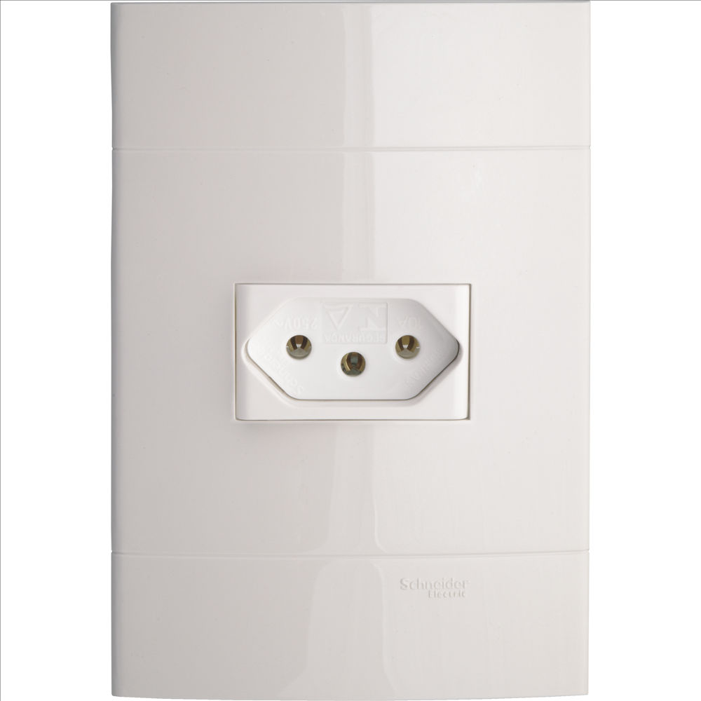 Tomada 2P+T Embutir Horizontal 4x2 20A/250VCA com Placa Branca Decor