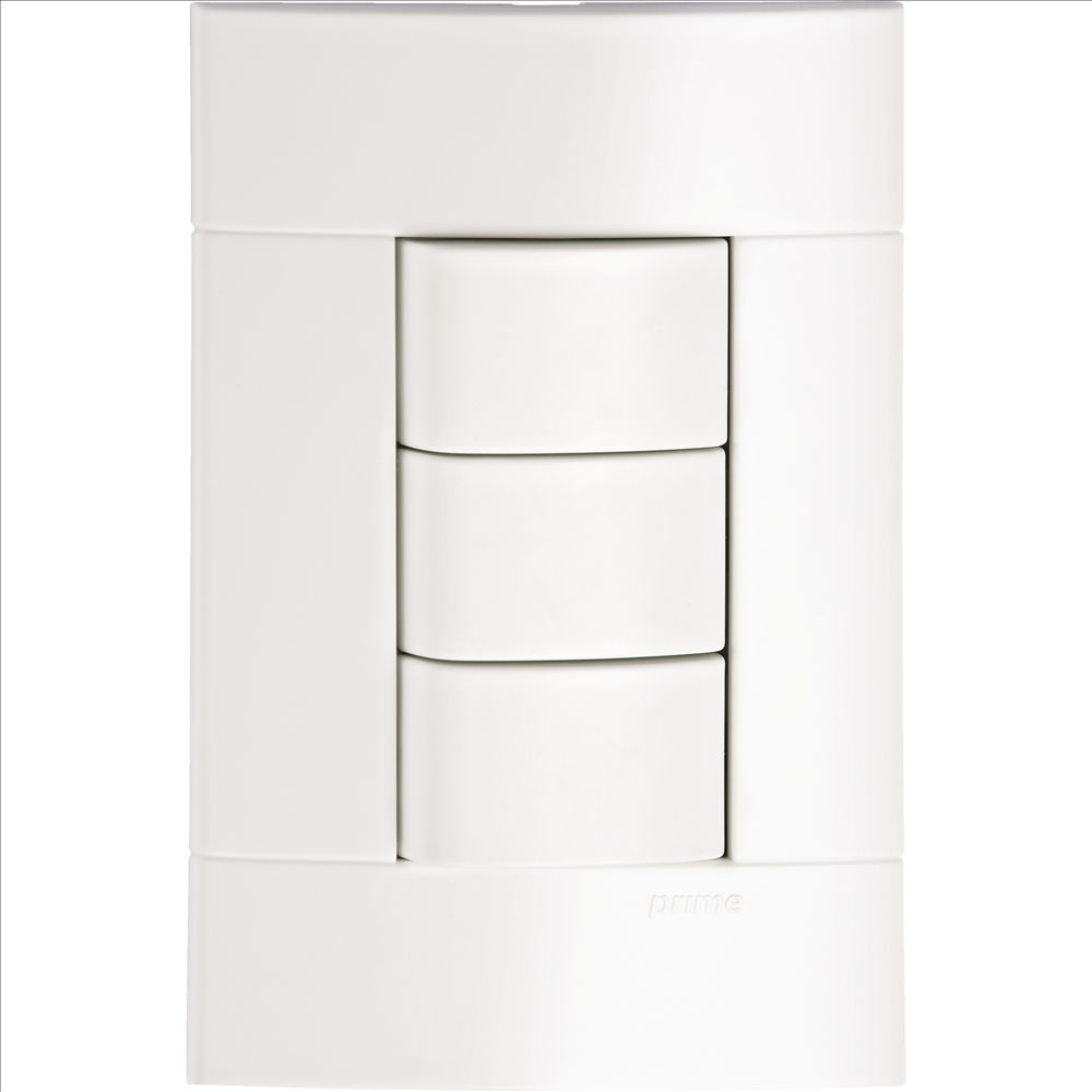 Interruptor Embutir 2 Teclas Simples +1 Paralela Horizontal 10A/250VCA 4x2 Branco Linha Lunare com Placa