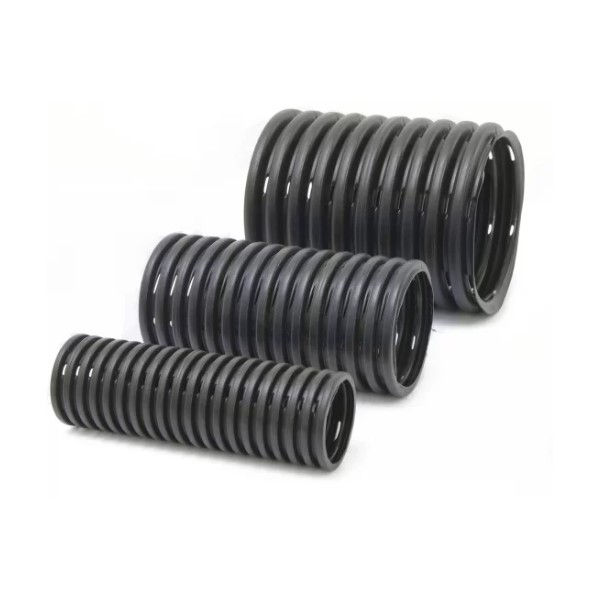 Tubo PEAD Corrugado Interno Liso com Anel 1000 mmX6 M Knts-Drain Preto Drenagem Pluvial