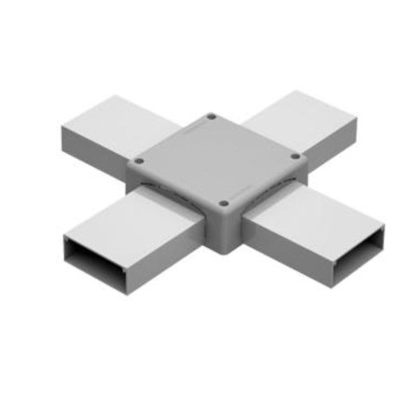 Caixa Sobrepor Derivação Tipo X ABS/Base Alumínio 1x1 para Canaleta 45 mm 125x125 mm Cinza Linha Standard