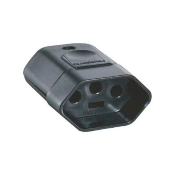Plugue Fêmea 2P+T 20A 250VCA PVC Preto