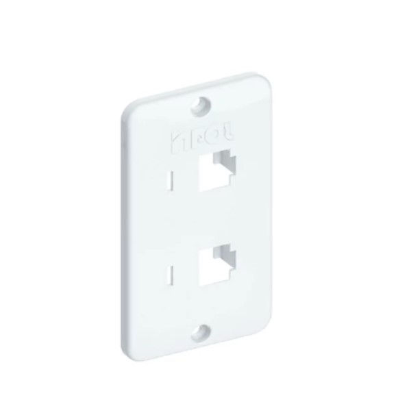 Tampa PVC para 2 Tomadas RJ11/RJ45 para Condulete Branca 1" Fixação com Parafuso