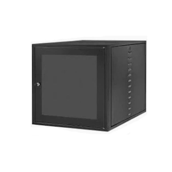 Mini Rack Parede Aço Carbono 19"X12UX570 mm Preto Porta Acrílico