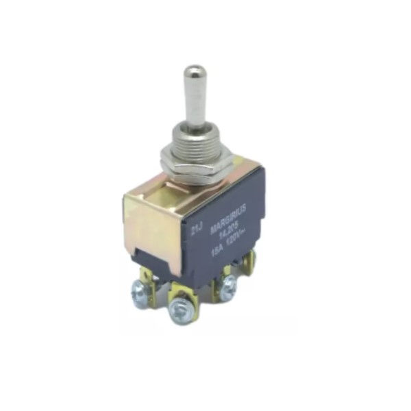 Interruptor Metálico Embutir Bipolar Alavanca 15A-120VCA/10A-250VCA Liga/Desliga Cromado