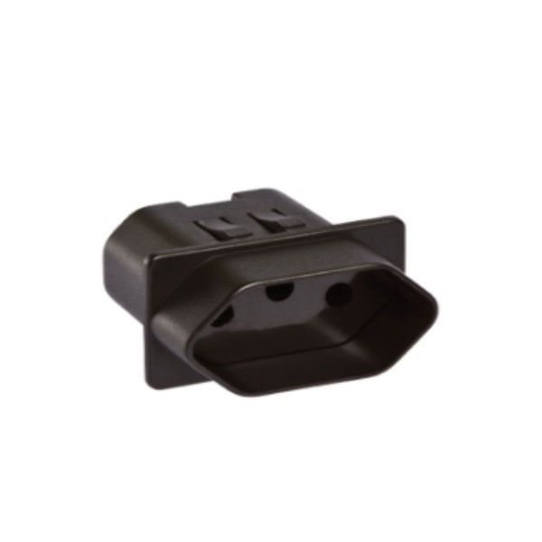 Tomada PVC 2P+T Retangular para Painel 10A/250VCA Preta