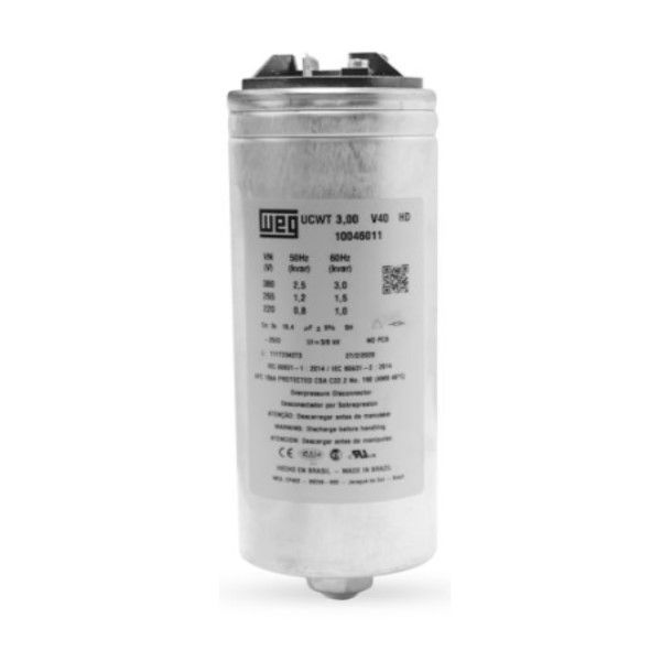 Capacitor Correção Fator de Potência 3,0 KVAR 380VCA Trifásico Tipo Célula sem Caixa 60 Hz