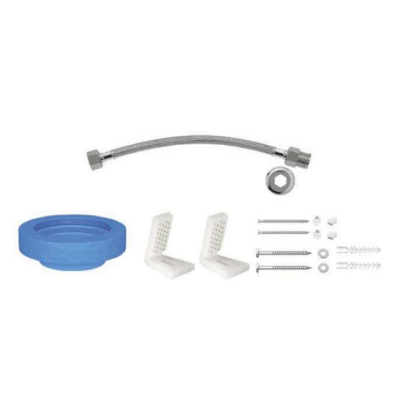 Kit Bacia Instalação Completo com Fixação Lateral Cromado com Anel Vedação e Parafuso