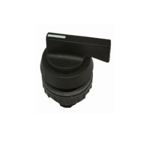 Comutador PVC Comando 30 mm Aro Preto com 3 Posições 45G com Retenção Manopla Longa Preto Knob