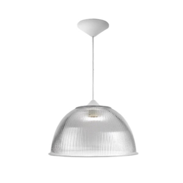 Luminária Industrial Pendente 60W Prismático Betria Cristal com Soquete E27 com Difusor Acrílico 16"