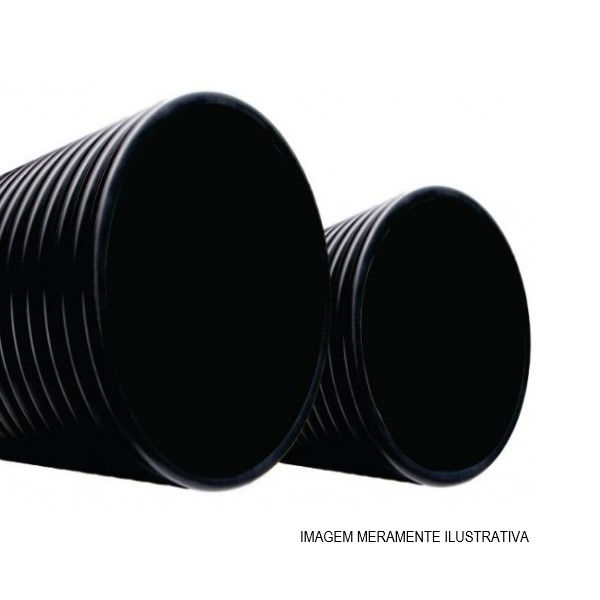 Tubo PEAD Corrugado Interno Liso com Anel 1200 mmX6 M Knts-Drain Preto Drenagem Pluvial