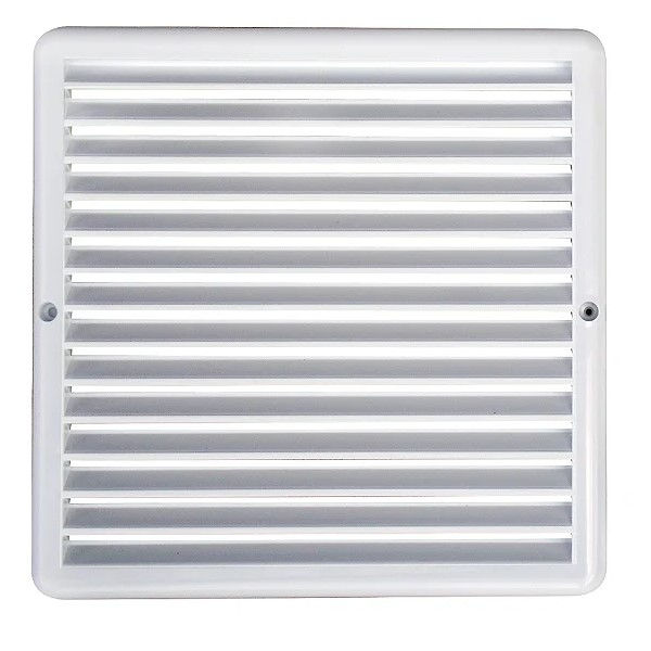 Grade PVC Quadrada Ventilação 200 mm com Tela Anti-Inseto Branca