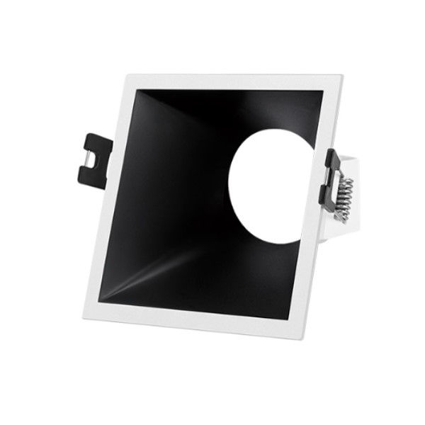 Spot Embutir PVC 9W Angular para Lâmpada LED MR16 Branco/Preto Quadrado Piazza