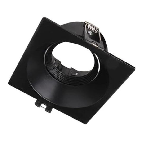 Spot Embutir PVC 9W Direcionável Recuado para Lâmpada LED MR16 Preto Quadrado Piazza