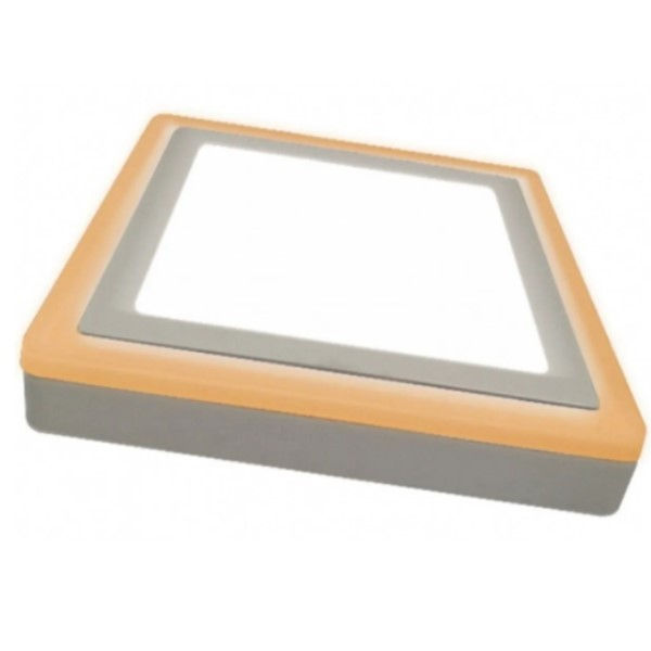 Painel LED Sobrepor 18W+6W Alumínio Quadrado 1400LM 6500+3000K Branco/Amarelo Autovolt 15000H Dual Color