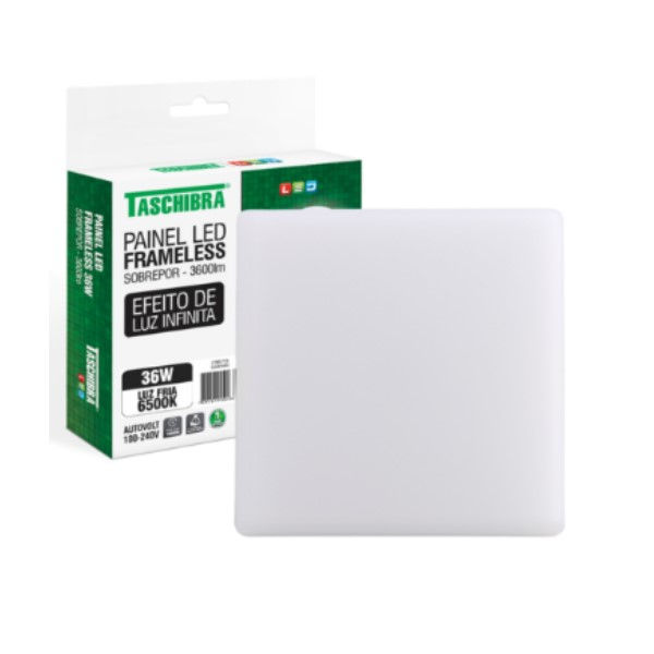 Painel Led Sobrepor 36W Frameless Quadrado 222x222x36 mm 3600 lm 6500K Bivolt 15.000H