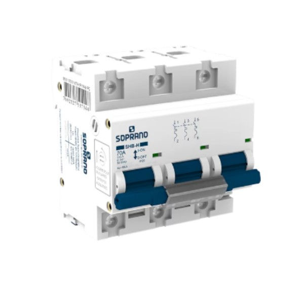 Disjuntor Termomagnético Fixo Tripolar SHB3 C 70A 10 KA/6 KA 220/380VCA DIN