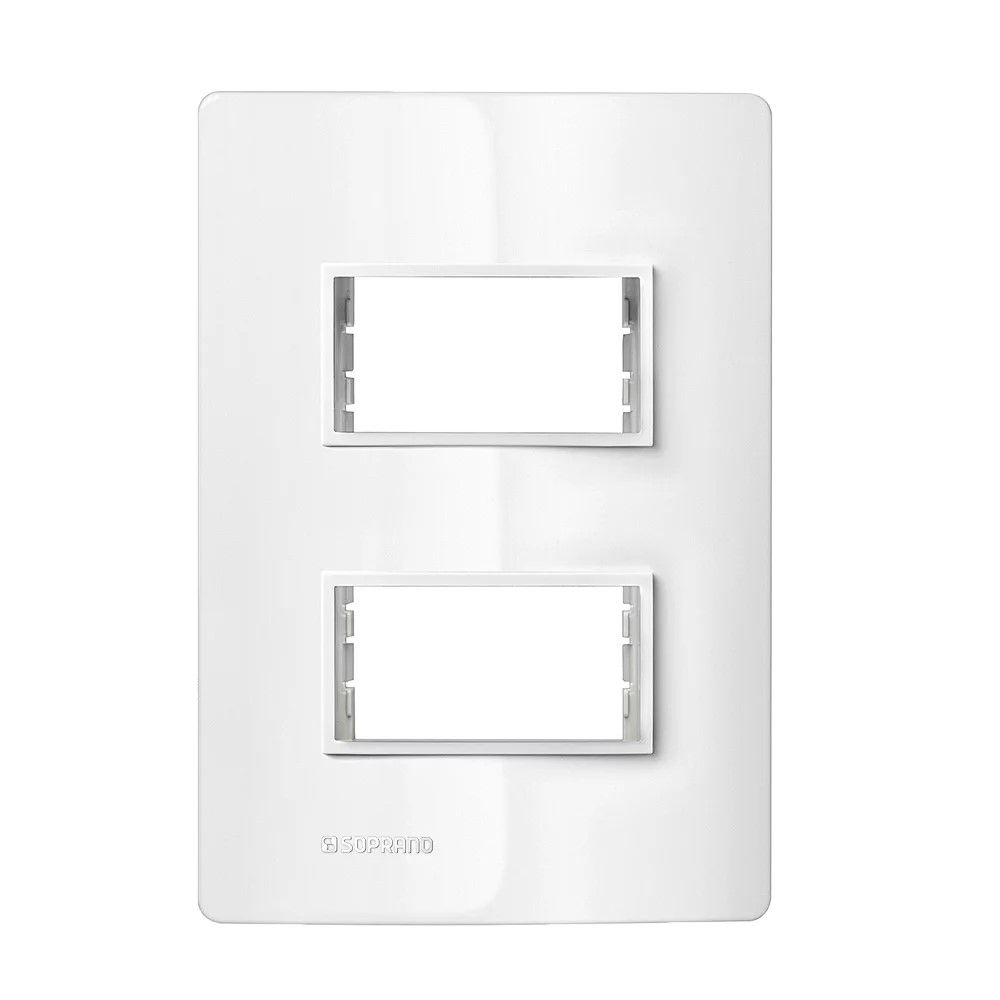 Placa PVC para 2 Módulos Distanciados 4x2 Branca Linha Revita com Suporte