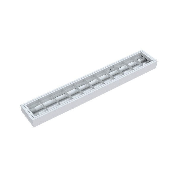 Luminária Comercial Luminária Comercial Embutir/Sobrepor para 2 Lâmpadas T8 60 cm com Soquete G13 Chapa Aço Atela com Aletas em Alumínio