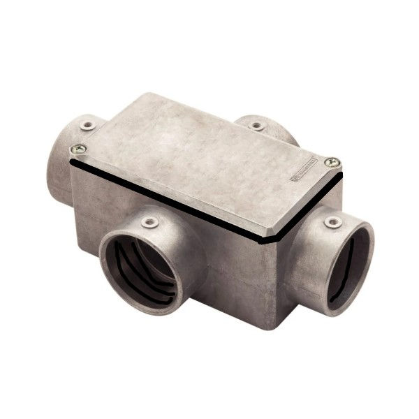 Condulete Alumínio Tipo X 1.1/4" com Rosca BSP com Tampa Cega com Vedação sem Pintura