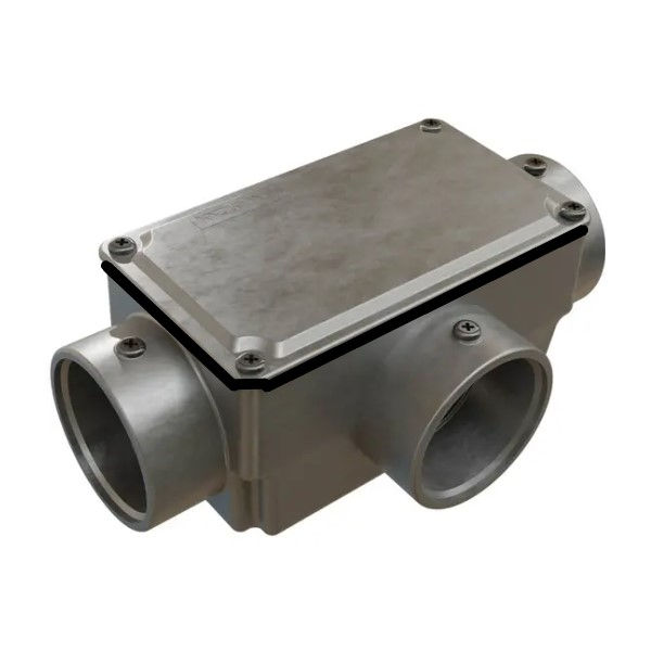 Condulete Alumínio Tipo e 1.1/2" com Rosca BSP com Tampa Cega com Vedação sem Pintura