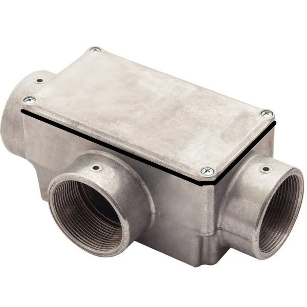 Condulete Alumínio Tipo T 2" com Rosca BSP com Tampa Cega com Vedação sem Pintura