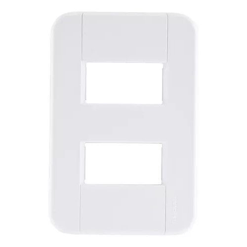 Placa PVC para 2 Módulos Distanciados 4x2 Branca Linha Aria (Venda Embalagem com 120 Pecas)