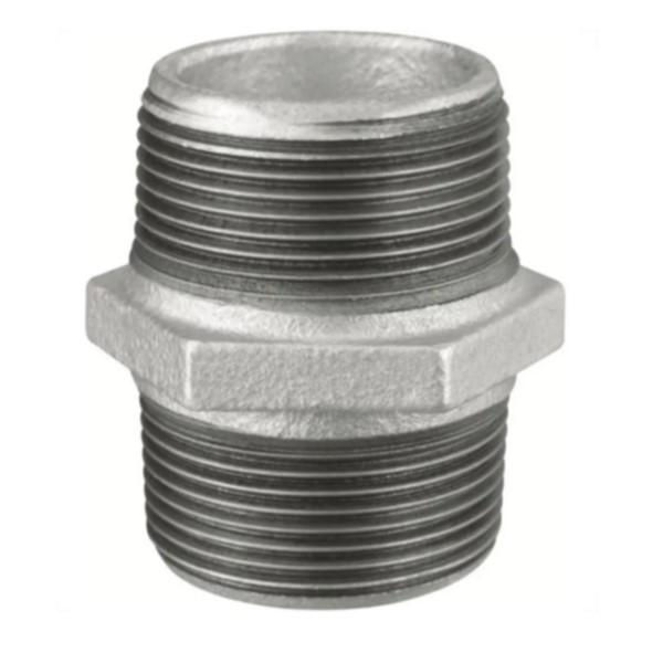 Nipel Ferro Maleável Galvanizado a Fogo 1" com Rosca BSP