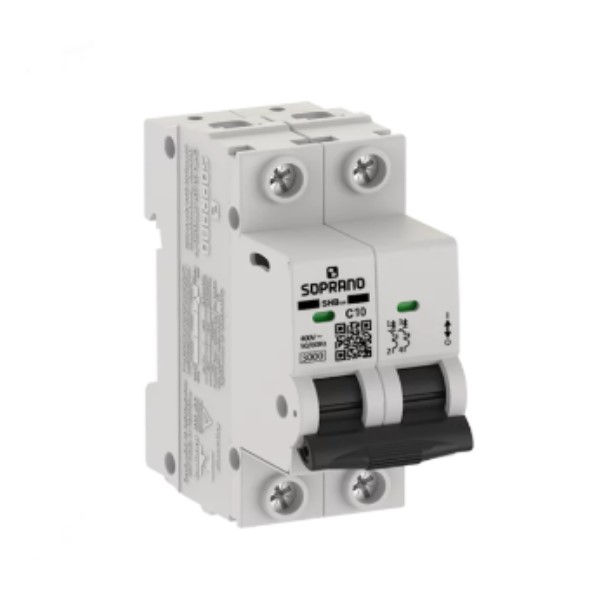 Disjuntor Termomagnético Fixo Bipolar SHB2 C 10A 5 KA/3 KA 220/380VCA DIN