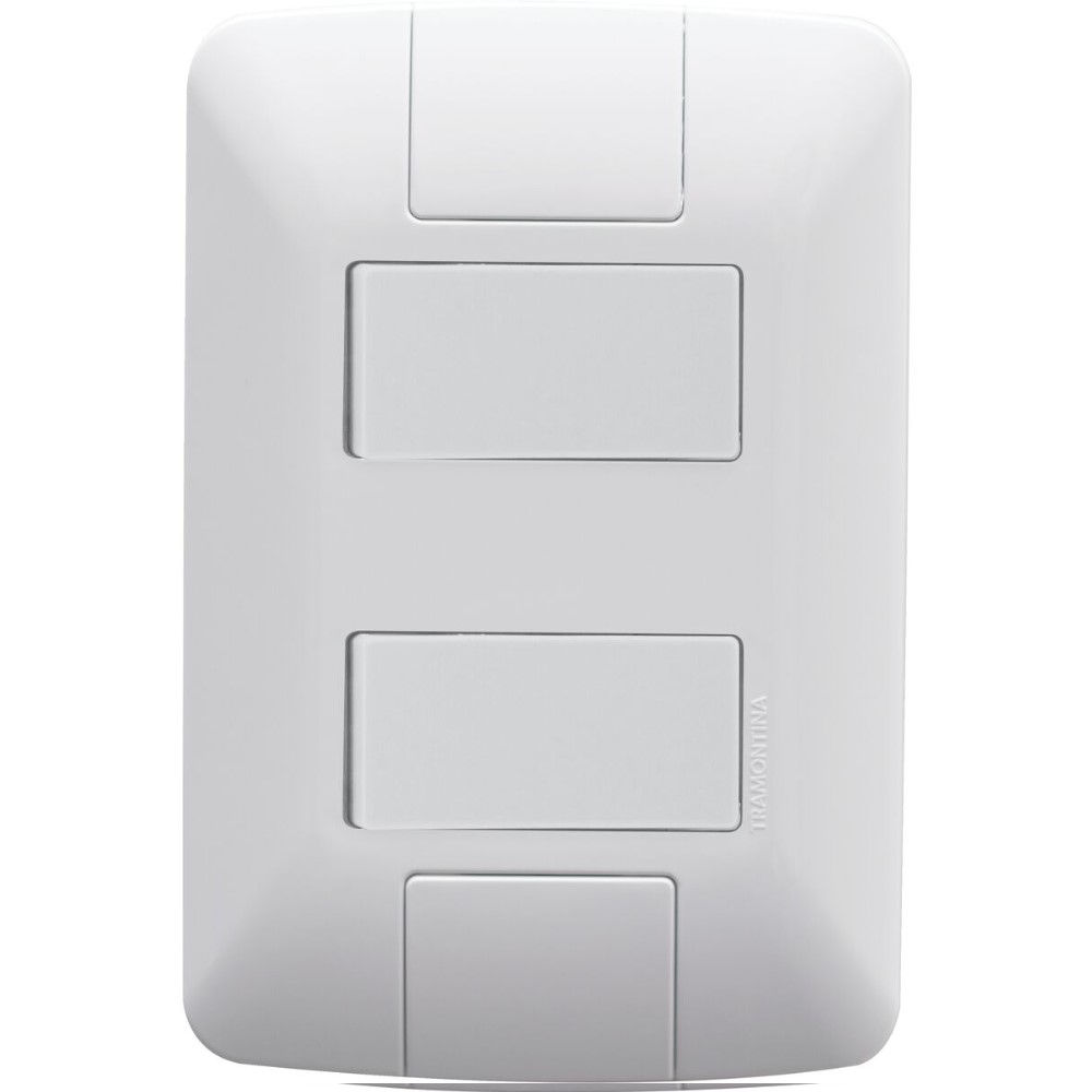 Interruptor Embutir 2 Teclas Distanciadas Simples Horizontal 6A/250VCA 4x2 Branco Linha Aria com Placa