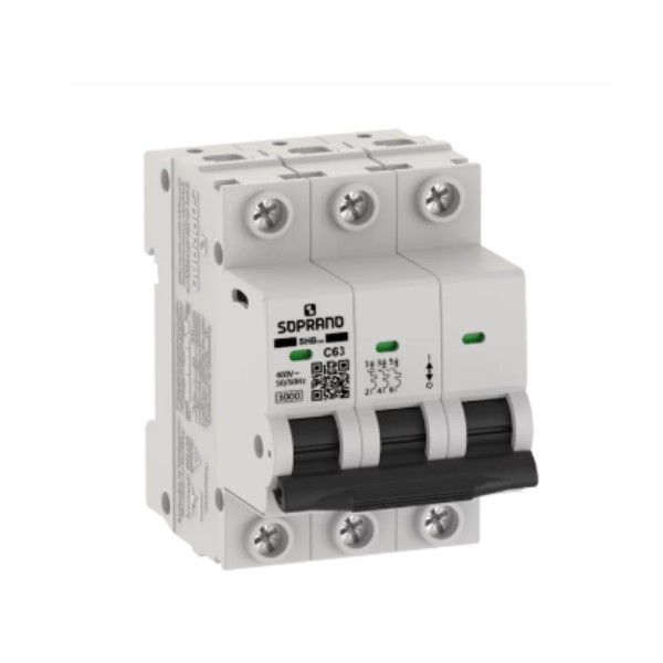 Disjuntor Termomagnético Fixo Tripolar SHB3 C 63A 5 KA/3 KA 220/380VCA DIN
