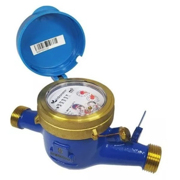 Hidrômetro Hidrômetro Corpo Liga Bronze Multijato Industrial 3/4" Vazão Máxima 80 m3/H para Telemetria PRE Equipado com Visor Plano com Conexões
