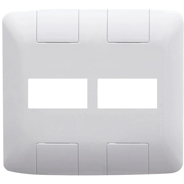 Placa PVC para 2 Módulos Lado a Lado 4x4 Branca Linha Aria