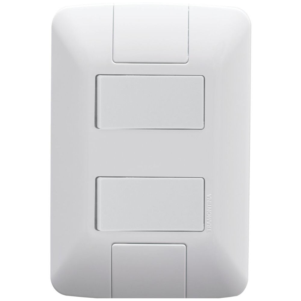 Interruptor Embutir 2 Teclas Distanciadas Paralelas Horizontal 6A/250VCA 4x2 Branco Linha Aria com Placa