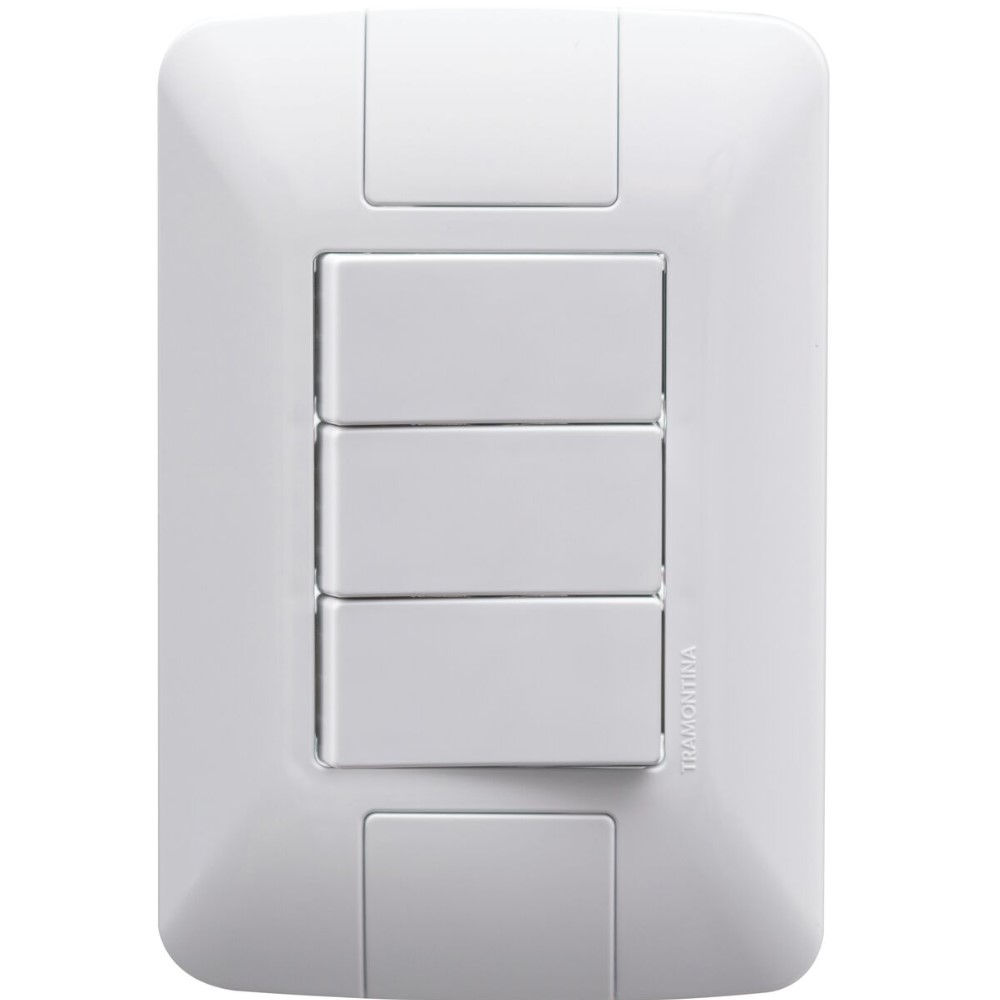 Interruptor Embutir 3 Teclas Simples Horizontal 6A/250VCA 4x2 Branco Linha Aria com Placa
