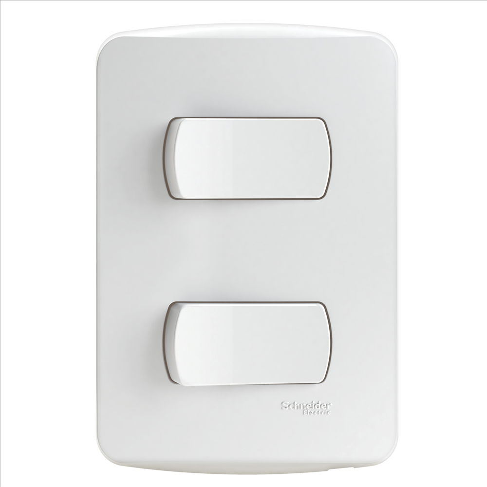 Interruptor Embutir 2 Teclas Simples Distanciadas Horizontal 10A/250VCA 4x2 Branco Linha Miluz com Placa