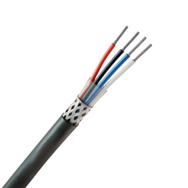 Cabo Cobre Isolado PVC 70G 300V 4x 20 AWG AFT Blindado Preto Classe 5 Vias Coloridas com Malha Cobre