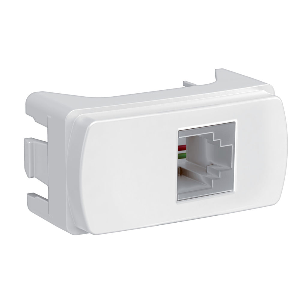 Módulo Módulo Tomada Telefone RJ11 2 Fios PVC Branco Linha Miluz
