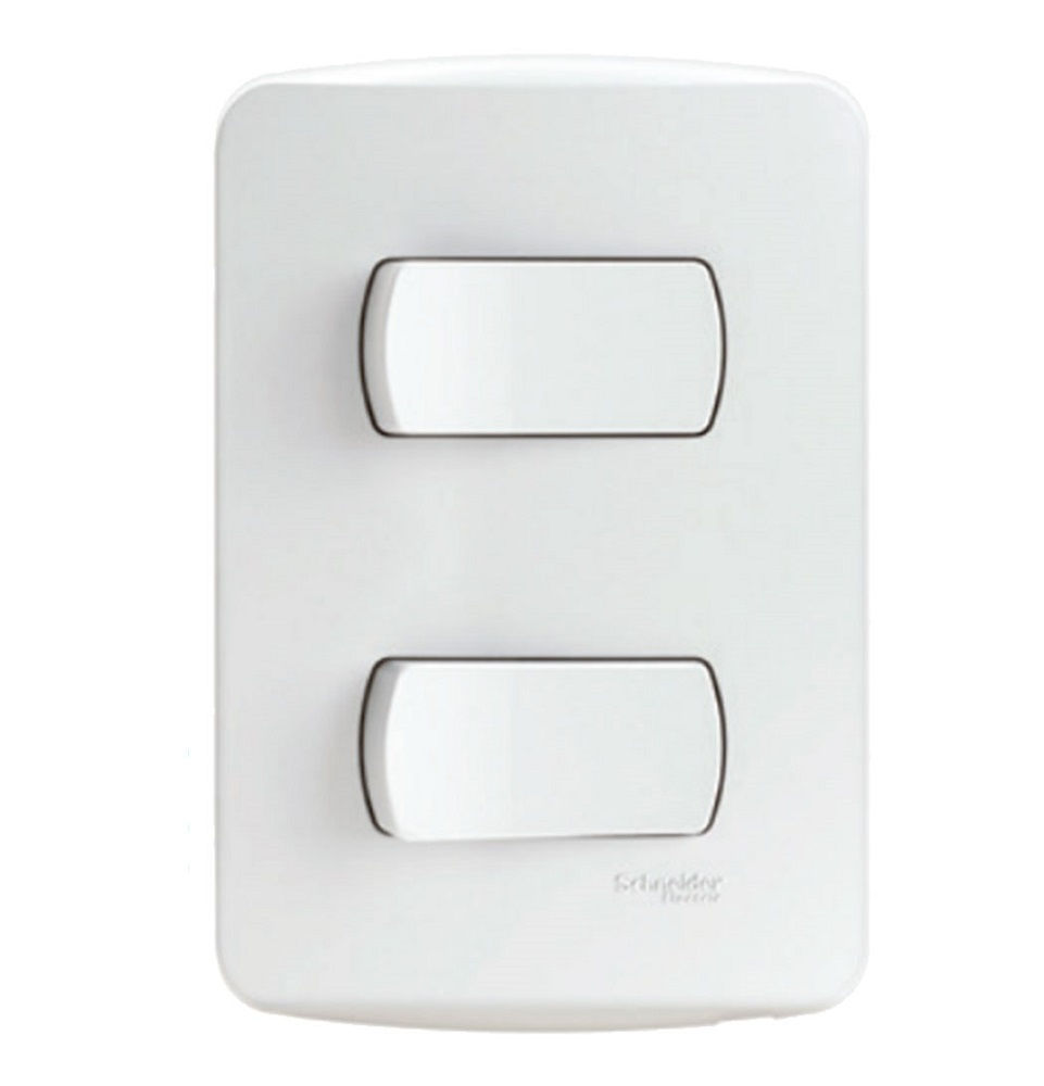 Interruptor Embutir 2 Teclas Paralelas Distanciadas Horizontal 10A/250VCA 4x2 Branco Linha Miluz com Placa