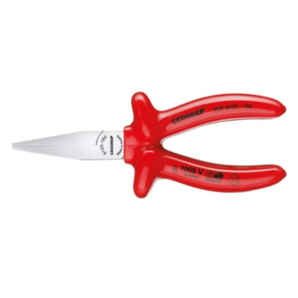 Alicate Bico Chato Longo VDE Isolado 1000V EN 60900 6.1/2" 160 mm