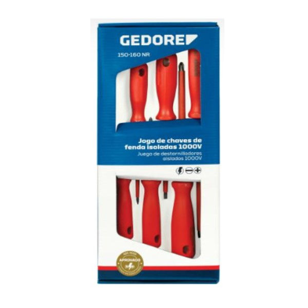 Jogo Chaves Fenda e Philips com 6 Peças 150-160 NR 1000V