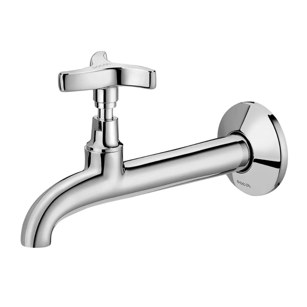 Torneira Jardim Ligas de Cobre Longa para Parede 1/2" Cromada Fixa Trio