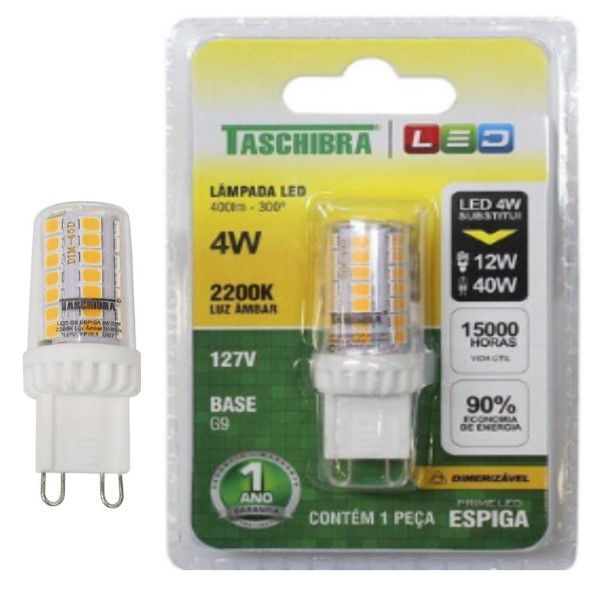 Lâmpada Lâmpada LED 4W Espiga Dimerizável G9 127V 2200K 400 lm 15.000H