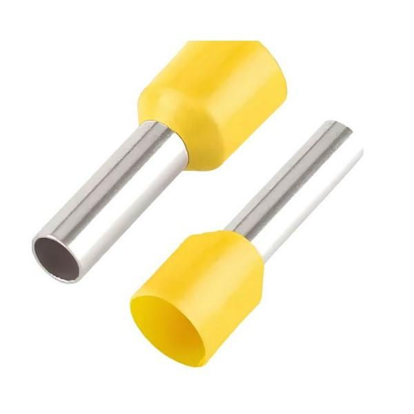 Terminal Cobre Estanhado a Compressão Pino Tubular Longo Pre-Isolado 25,00 mm² Amarelo