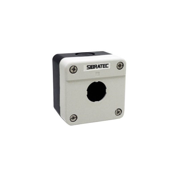 Caixa Botoeira Sobrepor Plástica 76x70x65 mm Branco/Preto para Botão 22 mm com 1 Furo BX1/1