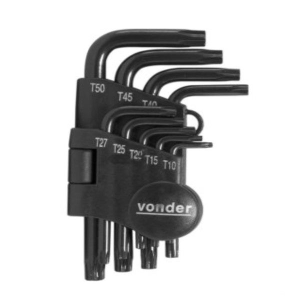 Jogo Chaves L Hexalobular com 9 Peças Aço Vanadium T10-T50