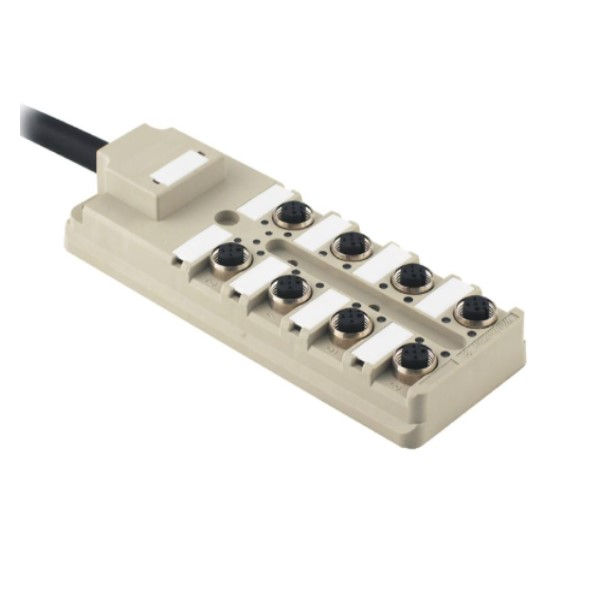 Distribuidor SAI-8-F 5P PUR PNP com Cabo Fixo M12 LED VD/AM