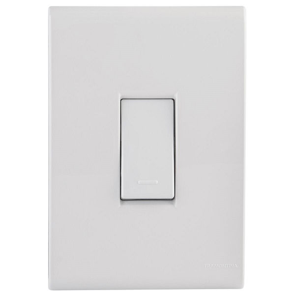 Interruptor Embutir 1 Tecla Simples Vertical 10A/250VCA 4x2 Branco Linha LIZ com Placa