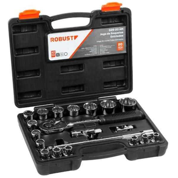 Jogo de Soquete Estribados 1/2" com 20 Peças 8,0 mm a 32,0 mm